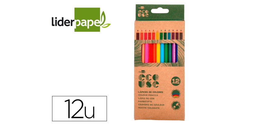 Lápices de colores Liderpapel Ecouse caja de 12 unidades colores surtidos