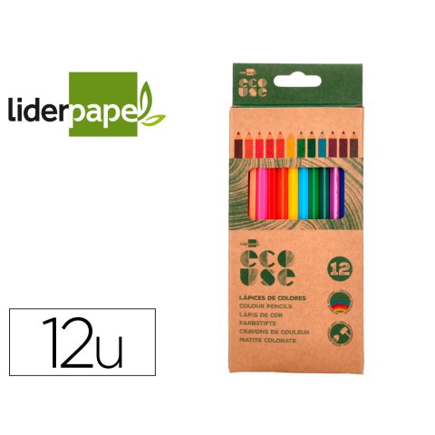Lápices de colores Liderpapel Ecouse caja de 12 unidades colores surtidos
