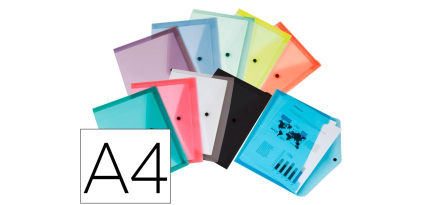 Carpeta liderpapel dossier broche transparente din a4 paquete de 12 unidades colores surtidos