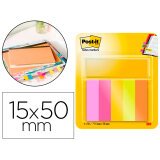 Bloc de notas adhesivas quita y pon post-it mininotas energetic colour 15 x 50 mm 50 hojas pack de 5 unidades