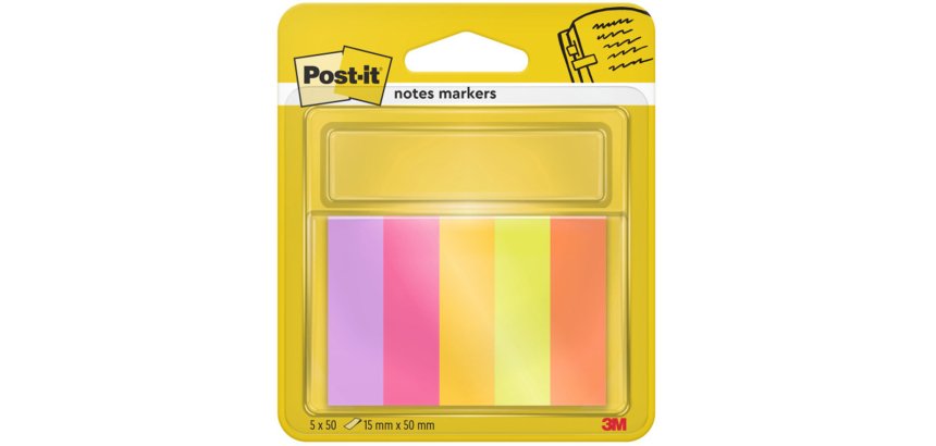 Bloc de notas adhesivas quita y pon post-it mininotas energetic colour 15 x 50 mm 50 hojas pack de 5 unidades