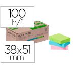Bloc de notas adhesivas quita y pon q-connect 38x51 mm 100% papel reciclado colores pasteles en caja de carton