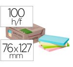 Bloc de notas adhesivas quita y pon q-connect 76x127 mm 100% papel reciclado colores pasteles en caja de carton