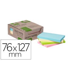 Bloc de notas adhesivas quita y pon q-connect 76x127 mm 100% papel reciclado colores pasteles en caja de carton