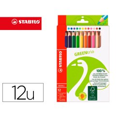 Lapices de colores stabilo green colors con certificado fsc estuche carton de 12 unidades colores surtidos