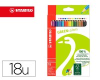 Lapices de colores stabilo green colors con certificado fsc estuche carton de 18 unidades colores surtidos