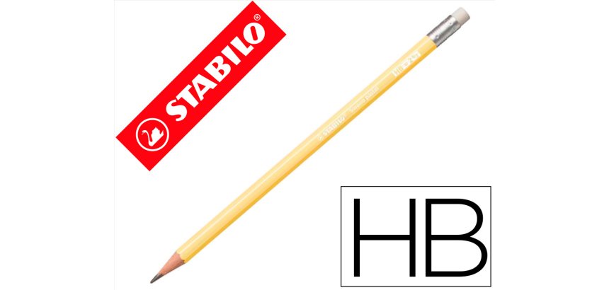 Lapices de grafito con goma stabilo swano mina 2,2 mm dureza hb amarillo pastel