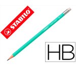 Lapices de grafito con goma stabilo swano mina 2,2 mm dureza hb verde pastel