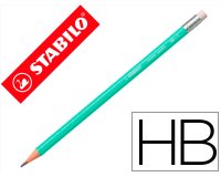 Lapices de grafito con goma stabilo swano mina 2,2 mm dureza hb verde pastel