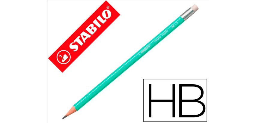 Lapices de grafito con goma stabilo swano mina 2,2 mm dureza hb verde pastel