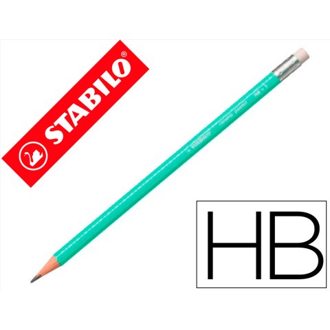 Lapices de grafito con goma stabilo swano mina 2,2 mm dureza hb verde pastel