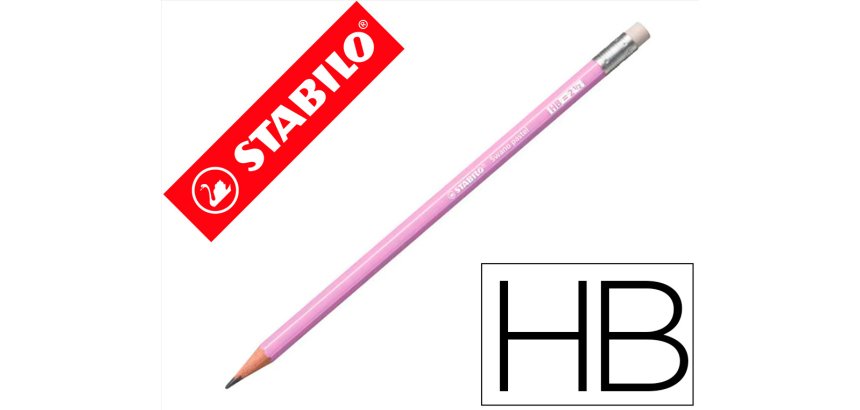 Lapices de grafito con goma stabilo swano mina 2,2 mm dureza hb lila pastel