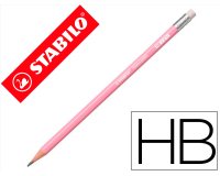 Lapices de grafito con goma stabilo swano mina 2,2 mm dureza hb rosa pastel