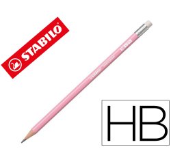 Lapices de grafito con goma stabilo swano mina 2,2 mm dureza hb rosa pastel