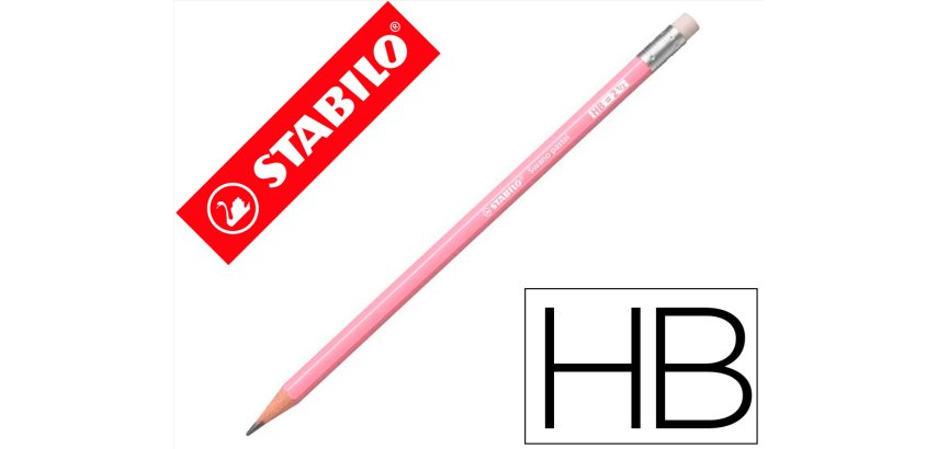 Lapices de grafito con goma stabilo swano mina 2,2 mm dureza hb rosa pastel