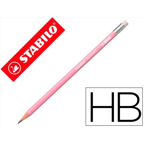 Lapices de grafito con goma stabilo swano mina 2,2 mm dureza hb rosa pastel