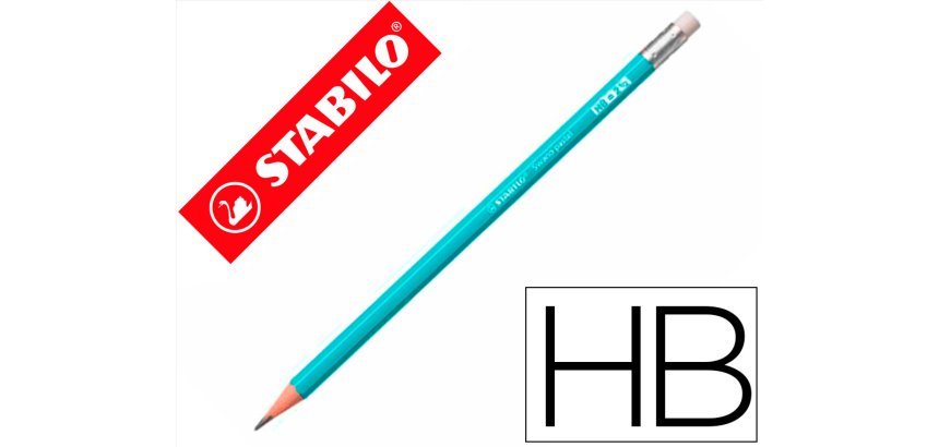 Lapices de grafito con goma stabilo swano mina 2,2 mm dureza hb azul pastel