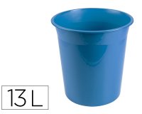 Papelera plastico liderpapel celeste opaco 13 litros 275x285 mm