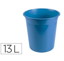 Papelera plastico liderpapel celeste opaco 13 litros 275x285 mm