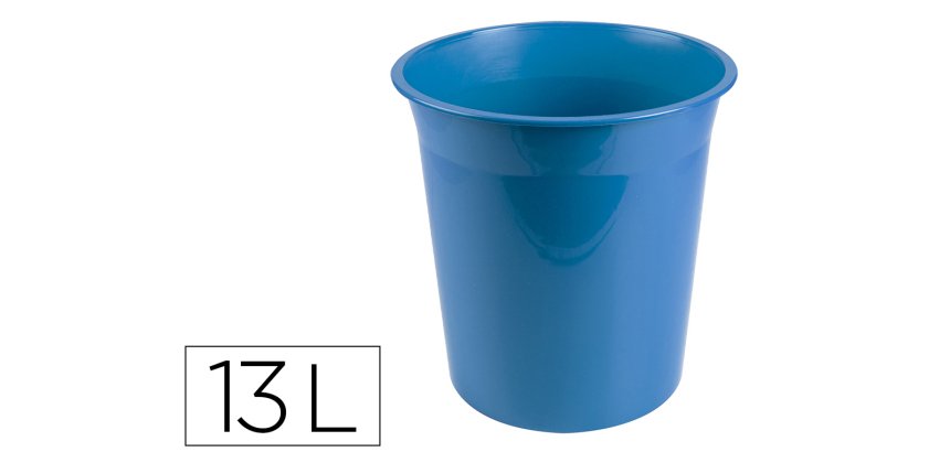 Papelera plastico liderpapel celeste opaco 13 litros 275x285 mm