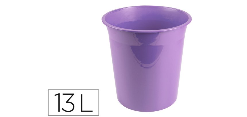 Papelera plastico liderpapel lavanda opaco 13 litros 275x285 mm