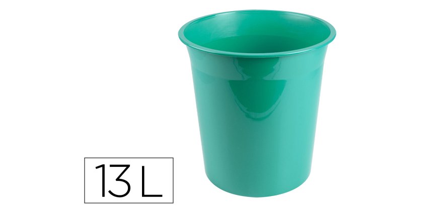 Papelera plastico liderpapel menta opaco 13 litros 275x285 mm