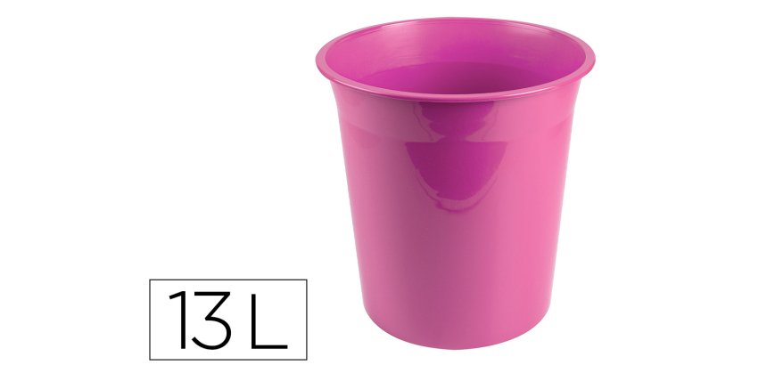 Papelera plastico liderpapel rosa opaco 13 litros 275x285 mm