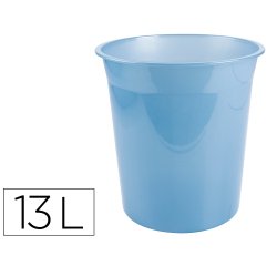 Papelera plastico liderpapel celeste translucido 13 litros 275x285 mm