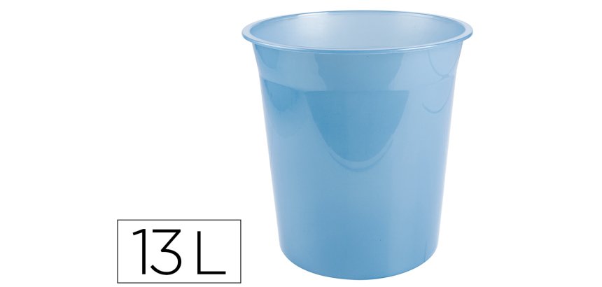 Papelera plastico liderpapel celeste translucido 13 litros 275x285 mm