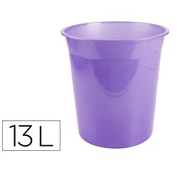 Papelera plastico liderpapel lavanda translucido 13 litros 275x285 mm