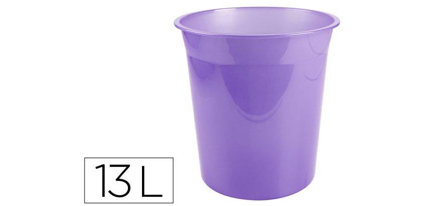 Papelera plastico liderpapel lavanda translucido 13 litros 275x285 mm