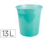 Papelera plastico liderpapel menta translucido 13 litros 275x285 mm