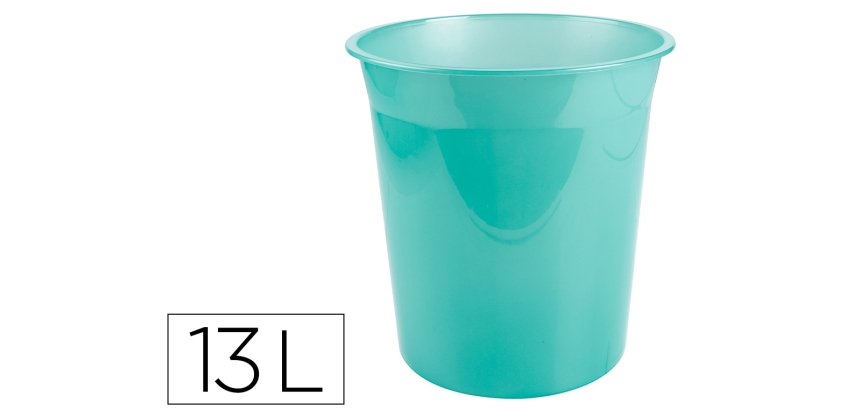 Papelera plastico liderpapel menta translucido 13 litros 275x285 mm