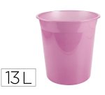 Papelera plastico liderpapel rosa translucido 13 litros 275x285 mm
