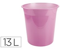 Papelera plastico liderpapel rosa translucido 13 litros 275x285 mm