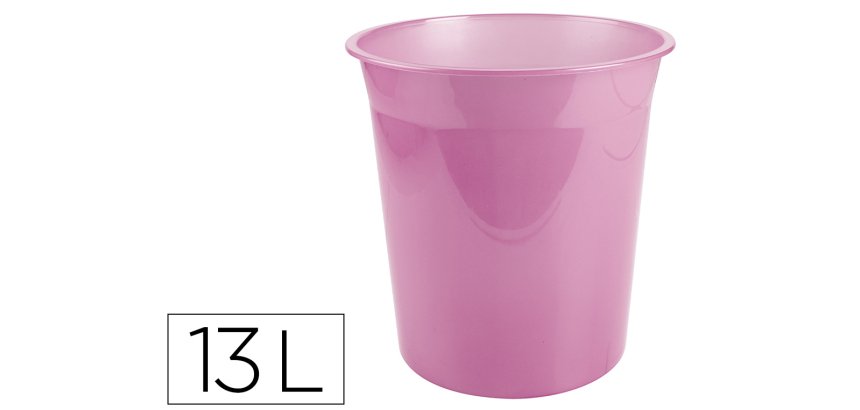 Papelera plastico liderpapel rosa translucido 13 litros 275x285 mm