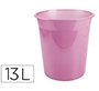 Papelera plastico liderpapel rosa translucido 13 litros 275x285 mm