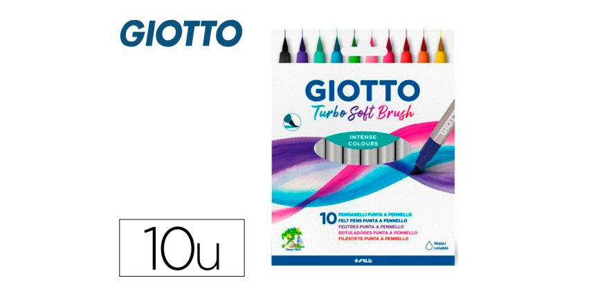 Rotulador giotto turbo soft brush punta de pincel caja de 10 unidades colores surtidos