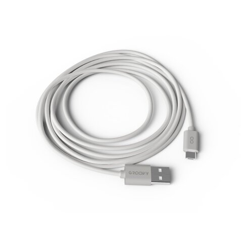 Cable groovy usb-a a micro usb longitud 2 mt color blanco