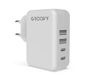 Cargador de pared Groovy 4 usb color blanco