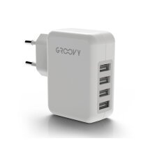 Cargador de pared Groovy 4 usb color blanco