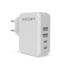 Cargador de pared Groovy 4 usb color blanco