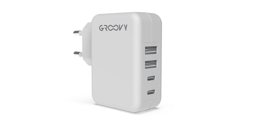 Cargador de pared Groovy 4 usb color blanco