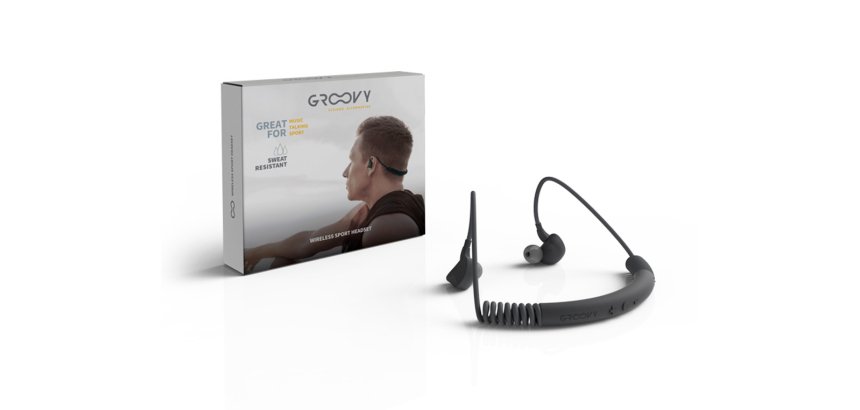 Auriculares groovy sport bluetooth neckband con microfono color gris oscuro
