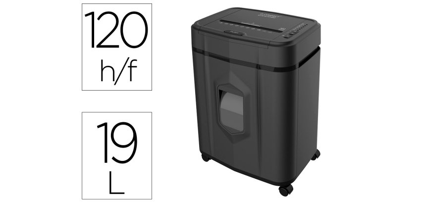 Destructora de documentos q-connect capacidad de corte 120 h auto / 10 h manual destruye grapas clips y