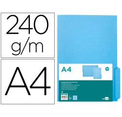 Subcarpeta cartulina liderpapel din a4 pestaña derecha 240g/m2 azul