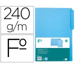 Subcarpeta cartulina liderpapel folio pestaña izquierda 240g/m2 azul