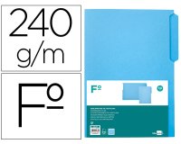 Subcarpeta cartulina liderpapel folio pestaña izquierda 240g/m2 azul