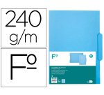 Subcarpeta cartulina liderpapel folio pestaña central 240g/m2 azul