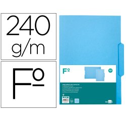 Subcarpeta cartulina liderpapel folio pestaña central 240g/m2 azul